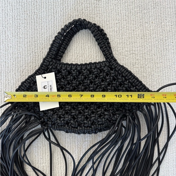 Yuzefi Mini Woven Black Basket Fringe Bag NWT - Picture 12 of 12